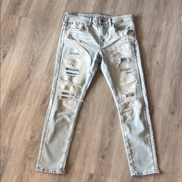 American Eagle Outfitters Gray Skinny Jeans Distressed